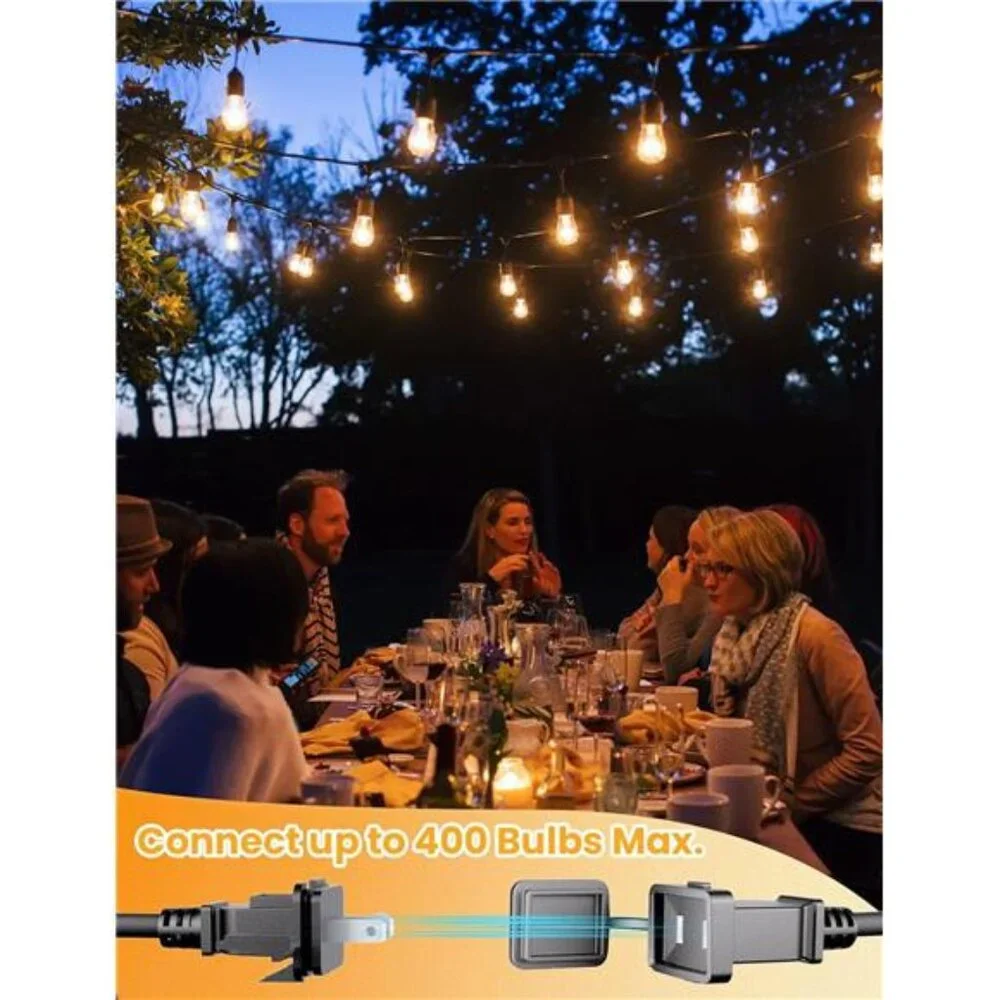 Outdoor Led String Lights 50FT, Patio Lights with 16pcs S14 Shatterproof Bulbs